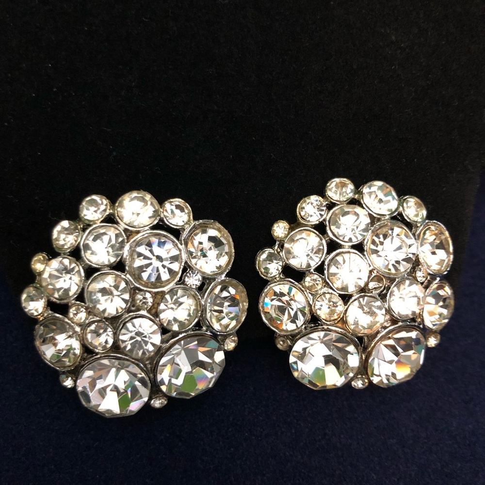 Retro Clear Crystals Clip On Earrings